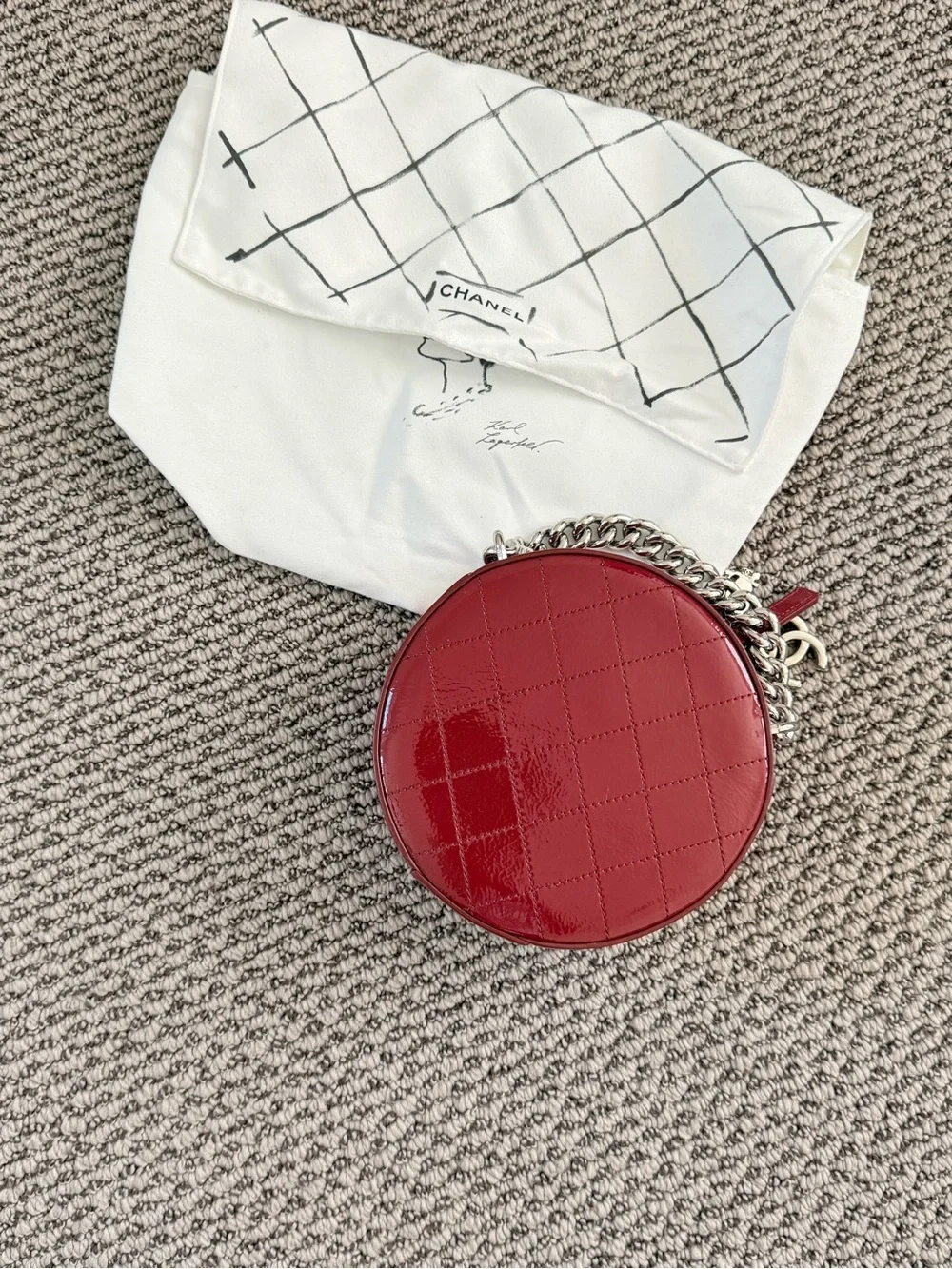 Chanel Red Patent Leather Round Crossbody Bag